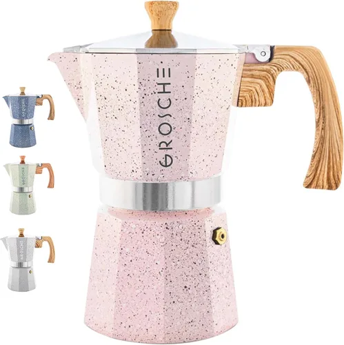 Miniatura 34 de GROSCHE Milano Cafetera Moka para Preparar Espresso en la Estufa, 9 Tazas de Café, 15.2 oz, Negro. Cafetera Cubana para Preparar Café en la Estufa
