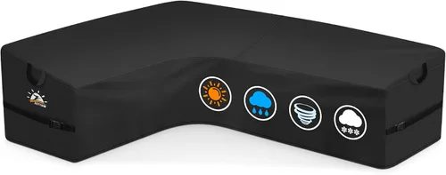 Miniatura 11 de Zettum Funda seccional en forma de L para exteriores, funda de sofá modular 600D para patio, fundas impermeables para muebles de patio para sofá