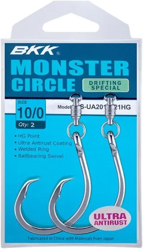 Miniatura 4 de BKK Gancho Monster Circle 4X Revestimiento ultraantioxidante de agua salada Punta de gancho de aguja Mango forjado Cebo de arrastre y vivo
