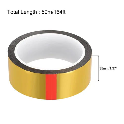 Miniatura 2 de uxcell Cinta metalizada en tono dorado de 1.378 in x 164.0 ft/164 pies cinta decorativa para artes gráficas, ribete de barco