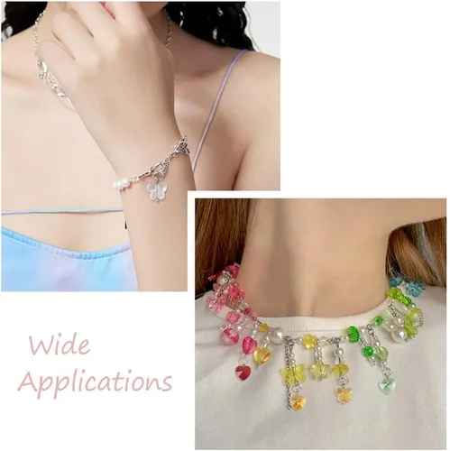 Miniatura 5 de Cheriswelry 96 dijes de cristal de mariposa transparente facetados, colgantes de corazón de amor, adornos colgantes de 51.732 in para hacer aretes