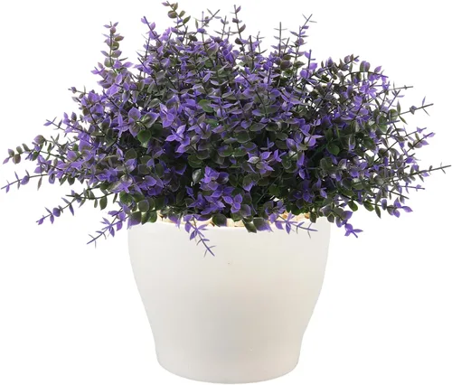 Miniatura 31 de RECUTMS - Flores artificiales, plantas artificiales, resisten los rayos ultravioleta, arbustos sintéticos, para interior y exterior, maceta
