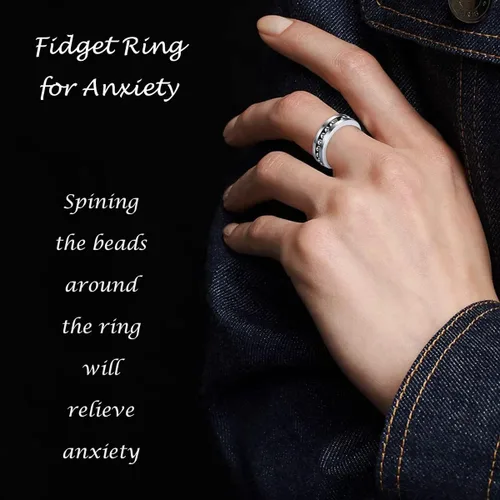 Miniatura 2 de Anillo antiansiedad para hombre anillos giratorios de acero inoxidable para aliviar el estrés