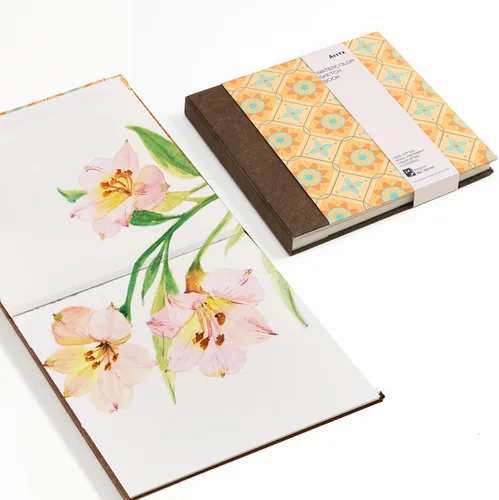 Arrtx Cuaderno de bocetos cuadrado de papel de acuarela, 7.09 x 7.09 pulgadas, 140 libras, 300 GSM, papel 100% algodón, prensa en frío, 24 hojas,