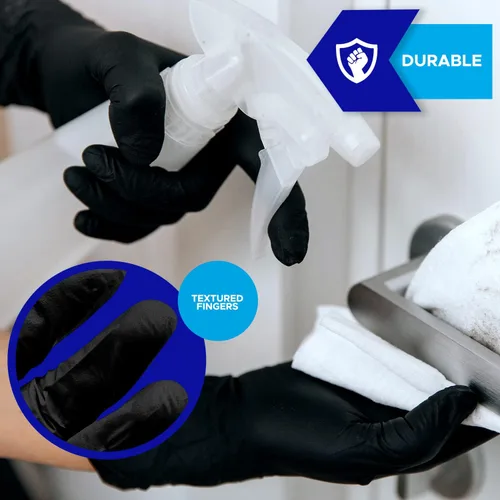 Miniatura 4 de Guantes de nitrilo Negro 3 mil Sin látex, sin polvo SK-1009-NEF-BK