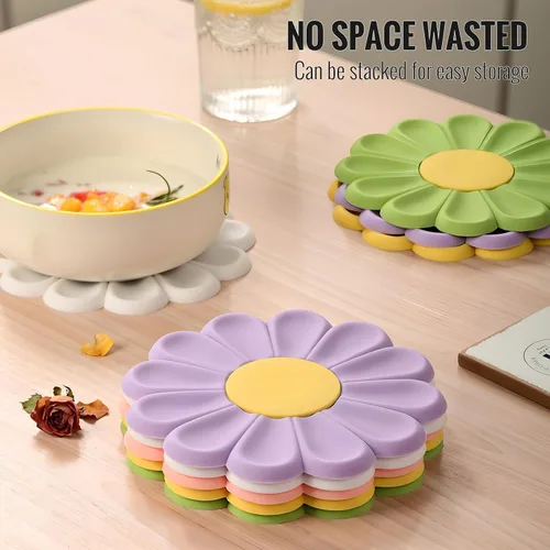 Miniatura 7 de Salvamanteles Daisy para ollas y platos calientes, 6.7 pulgadas, redondos, flexibles, de silicona, soportes calientes, posavasos antideslizantes