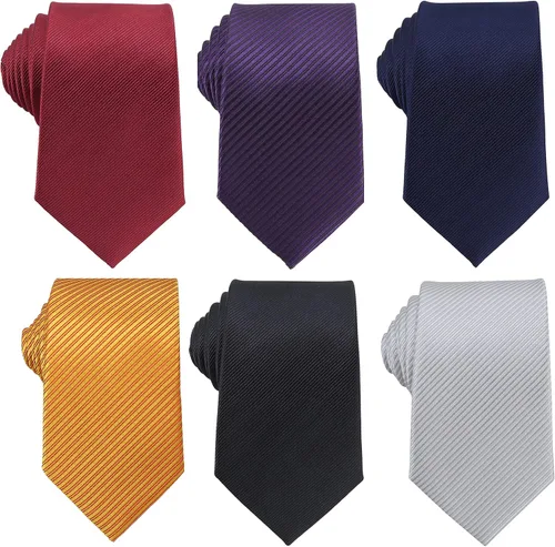 Miniatura 101 de WeiShang Lote de 6 corbatas clásicas de seda para hombre, corbatas tejidas jacquard