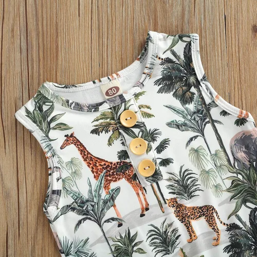 Miniatura 5 de Mameluco de una sola pieza para bebé recién nacido, ropa de dinosaurio, sin mangas, mameluco de una sola pieza