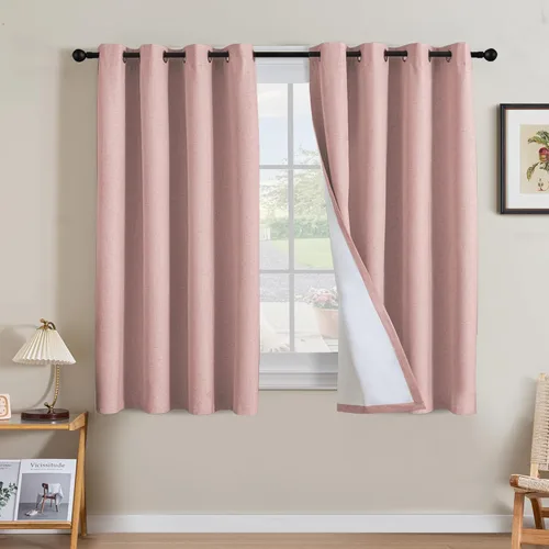 Miniatura 242 de H.VERSAILTEX Cortinas opacas de lino de 63 pulgadas de largo, 100% absolutamente opacas, con aislamiento térmico, con textura de lino, con ojales