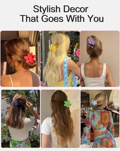 Miniatura 2 de 6 pinzas para el cabello de flores, pinzas grandes para cabello grueso, mate, antideslizantes, de sujeción fuerte, lindas pinzas de margarita