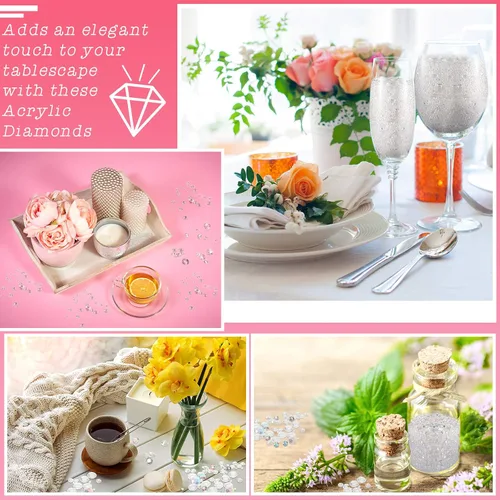 Miniatura 6 de Hicarer 7000 piezas de decoración de diamantes brillantes, relleno de jarrón con diamantes brillantes, gemas acrílicas para esparcir en mesa