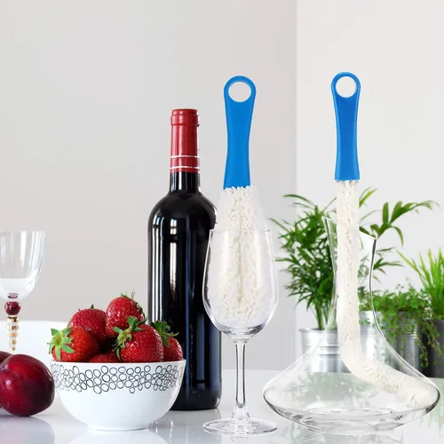 Miniatura 4 de 3 piezas de cepillo de limpieza de decantador flexible para botellas y 400 piezas de decantador reutilizable cuentas de limpieza para el hogar