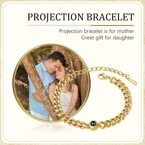 Miniatura 6 de Nameinhea Pulsera con imagen en el interior, pulsera personalizada de proyección de fotos, pulsera conmemorativa personalizada para mujeres, novia