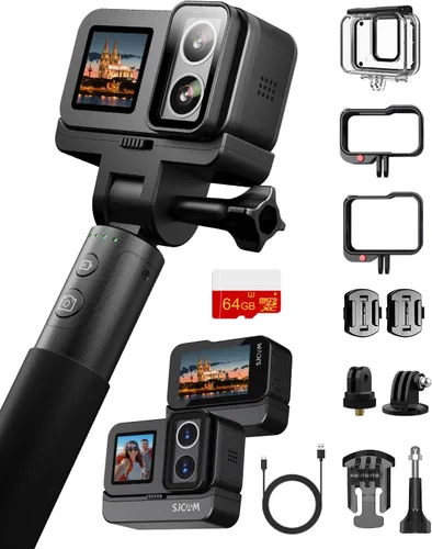 SJCAM SJ20 Ultra Visión Nocturna y Cámara de Acción 4K, 8H de Potencia, Lente Dual 4K, Angulo Amplio de 154°, Movimiento en Baja Luz, Super