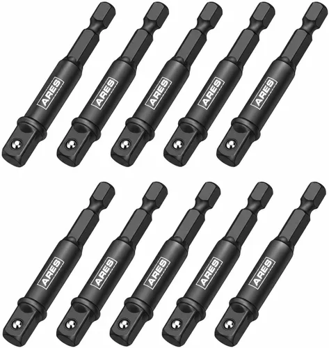Miniatura 10 de ARES 70388-Juego de adaptadores de enchufe de grado de impacto de 6 pulgadas, 10 piezas, 3/8 pulgadas, extensiones convierten el taladro eléctrico