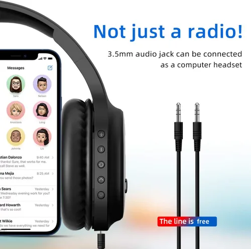 Miniatura 5 de Audífonos de Radio FM Personales Recargables y Portátiles con Mejor Recepción, Auriculares Inalámbricos con Protectores Auditivos para Correr