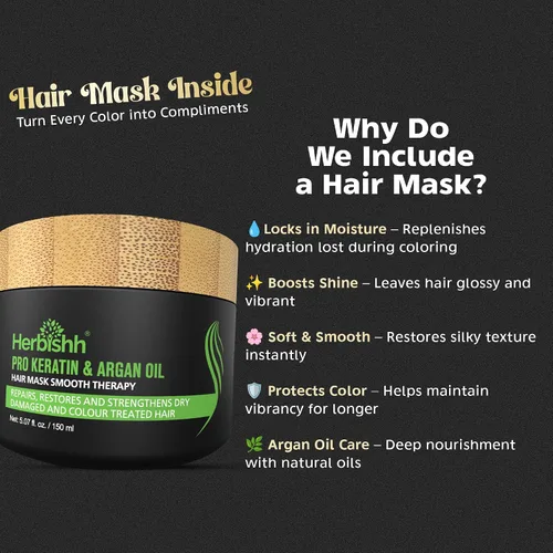 Miniatura 3 de Paquete combinado – 2 unidades de champú de color de cabello Herbishh + 1 máscara de cabello intenso de argán – Tinte para cabello gris de larga
