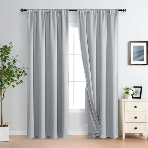 Miniatura 55 de XWZO Cortinas Opacas 100% Blancas - Cortinas de Bloqueo Total de Calor y Luz con Forro Negro para Dormitorio/Cuarto de Lavado, Paneles de Ventana