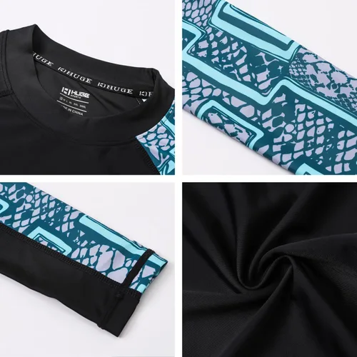 Miniatura 5 de HUGE SPORTS Camiseta de protección contra erupciones de manga larga para hombre UPF 50+ con protección UV, de secado rápido, con costuras de Zigzag