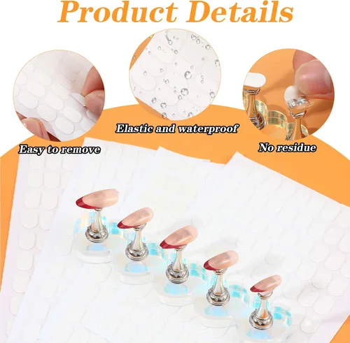 Miniatura 3 de 1200 calcomanías adhesivas de doble cara para uñas, soporte de uñas transparentes, pestañas adhesivas sin rastro, calcomanías para decoración