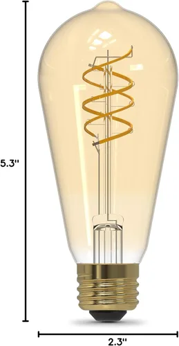 Miniatura 9 de Feit Electric ST19 - Bombilla LED vintage, equivalente a 60 W, luz cálida de 2100 K, filamento en espiral, vidrio ámbar, regulable, bombilla