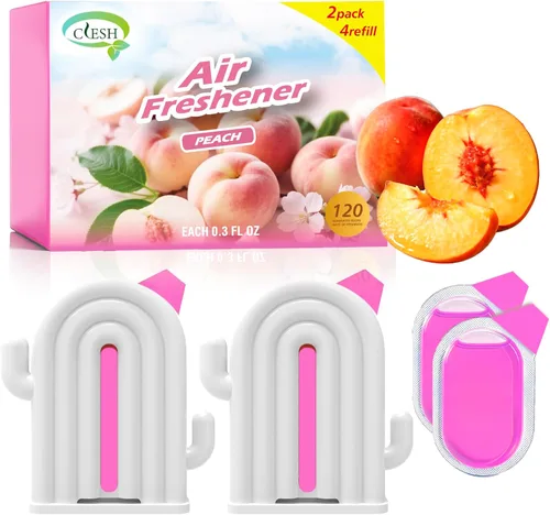 Miniatura 10 de Ambientador para el hogar, paquete de 2, 2 recargas, aroma de eucalipto, eliminador de olores, hasta 120 días, ambientador en forma de cactus