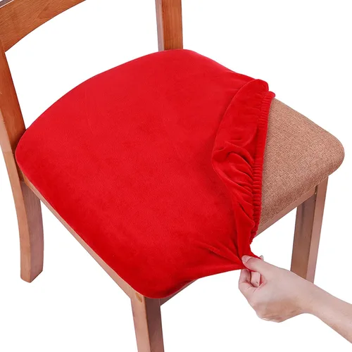 Miniatura 21 de Smiry - Fundas de asiento de terciopelo para sillas de comedor, juego de 4, ajuste elástico, extraíbles, lavables, protectores de cojín de asiento