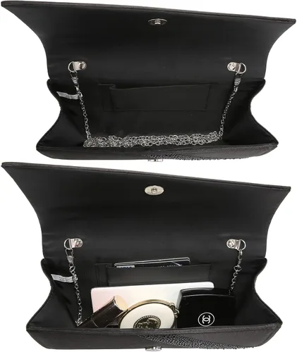 Miniatura 5 de Dasein Bolso de noche de satén con diamantes de imitación para mujer, bolso brillante con purpurina brillante para fiesta, boda, cóctel, baile
