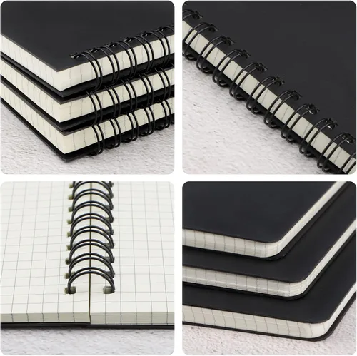 Miniatura 5 de EUSOAR Cuaderno de espiral de papel cuadriculado, B5, paquete de 3 unidades de 7.3 x 10.2 pulgadas, 120 páginas, cuaderno de papel de tapa dura