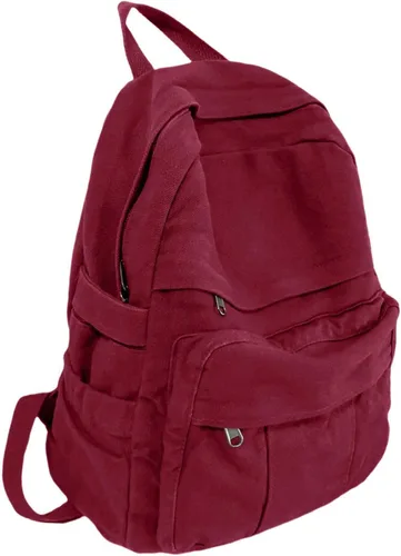 Miniatura 10 de Mochila de lona para mujer, mochila estética retro, mochila básica para estudiantes de secundaria/universidad, bolsa de viaje para laptop, Negro