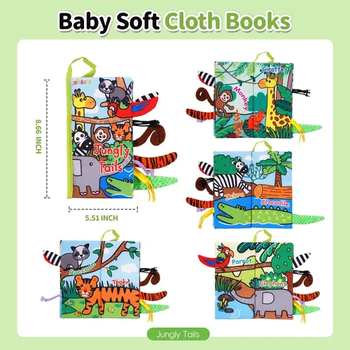 Miniatura 7 de Jollybaby Libros arrugados para bebés, juguetes sensoriales suaves al tacto y tacto para bebés de 0 a 6 meses, juguetes de tela educativa temprana