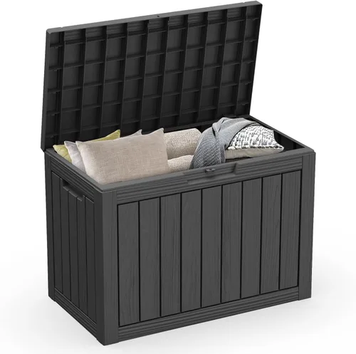 Miniatura 9 de ROJIK - Caja de almacenamiento para exteriores, impermeable, para patio y piscina, herramientas de jardín y cojines, banco con tapa con cerradura