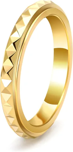 Nanafast Anillos de ansiedad de acero de titanio de 0.118 pulgadas para mujeres y hombres, anillos multifacéticos para ansiedad, anillos giratorios
