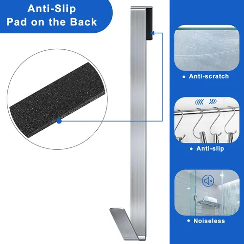 Miniatura 7 de Ganchos para puerta de ducha de 12 pulgadas, ganchos de ducha para toallas, ganchos de toalla extendidos resistentes sin perforaciones para puerta