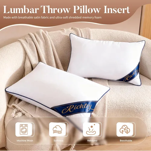 Miniatura 2 de Funda de cojín de espuma viscoelástica premium de 14 x 22 pulgadas - Cojín decorativo lumbar para sala de estar, sofá y sillón, 14 x 22 pulgadas