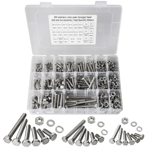 Miniatura 12 de Kit de surtido de pernos y tuercas métricas M6 M8 M10 M12 de 16 mm a 60 mm de grado 8 con tuercas hexagonales, pernos y arandelas de 15 tamaños