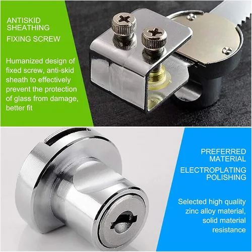 Miniatura 6 de Generic Cerradura de puerta corrediza de cristal, cerradura de trinquete con acabado cromado, con llave similar, a prueba de niños pequeños, paquete