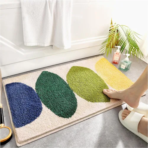 Miniatura 7 de Apeso Alfombra de baño con patrón de plantas, ultra absorbente, antideslizante, lavable a máquina, alfombra de felpa gruesa, microfibra suave