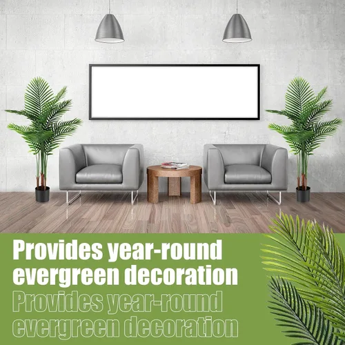 Miniatura 6 de Jexine Paquete de 2 palmeras artificiales de 4 pies, plantas falsas, palmeras artificiales de areca para interiores y exteriores, palmeras