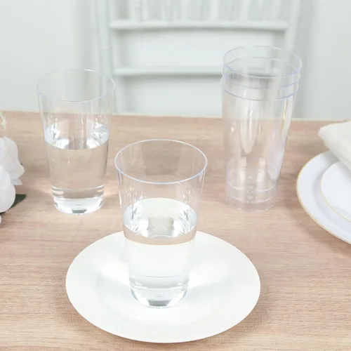 Miniatura 13 de Efavormart - Paquete de 12 vasos de plástico de 17 onzas con elegante borde dorado, vasos desechables de alta calidad para bodas, cenas de cosecha