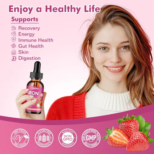 Miniatura 2 de Liquid Iron Supplement for Women, Men & Kids 18mg with Vitamin C, B12, B6, Folate & Zinc High Absorption Ferrous Bisglycinate Chelate, Natural