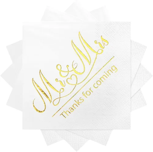 Paquete de 100 servilletas de cóctel de papel con diseño dorado, cena formal, aniversario, servilletas de boda para mesas, habitaciones de