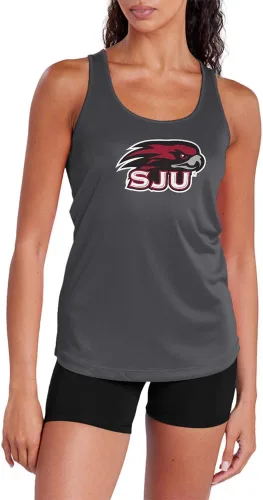 Miniatura 164 de Camiseta deportiva sin mangas oficial de la NCAA Collegiate para mujer, con espalda cruzada, logotipo primario, colección carbón