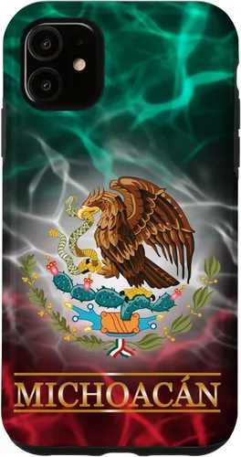 Funda para iPhone 11 con la bandera de México de Michoacán, funda con orgullo de raíces mexicanas