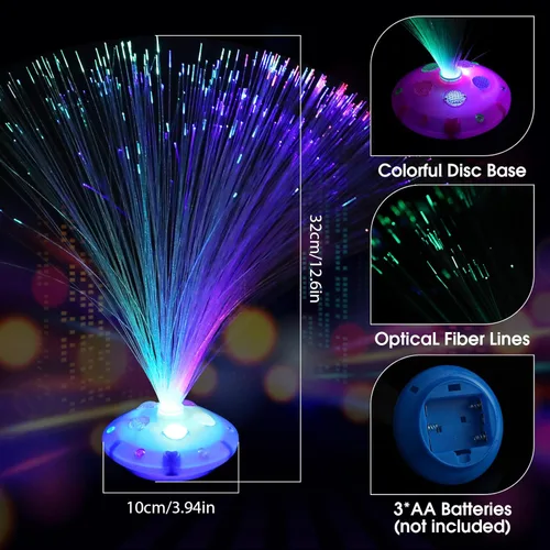 Miniatura 2 de Retisee 24 lámparas de fibra óptica, multicolores para centros de mesa, luces ópticas alimentadas con base de cono, cristales iluminados