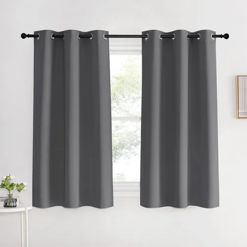 NICETOWN Paneles de cortinas opacas grises para dormitorio, 2 paneles, 42 x 60 pulgadas, gris, cortinas opacas con aislamiento térmico y ojales