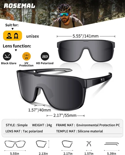 Miniatura 5 de Gafas de sol deportivas polarizadas para hombres y mujeres, jóvenes, béisbol, correr, ciclismo, conducción, pesca, tenis, golf, motor TAC UV400 TR90