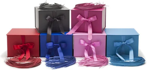 Miniatura 6 de Hallmark Caja de regalo mediana con tapa y relleno de papel triturado (caja gris de 7 pulgadas) para bodas, graduaciones, cumpleaños, día del padre