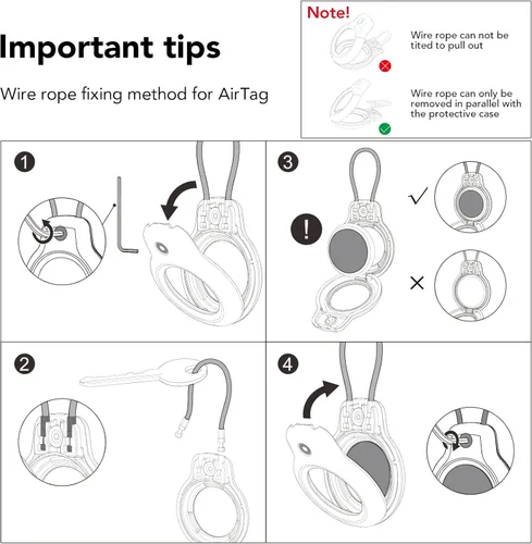 Miniatura 7 de SPGUARD Funda para AirTag con llavero, paquete de 4 unidades para Apple Air Tag con bloqueo de cable de alambre, llavero, accesorios