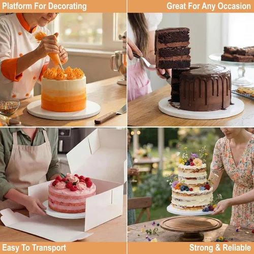 Miniatura 4 de Elegante tambor de tablero para tartas de 8, 10 y 12 pulgadas (3 tamaños, 12 paquetes en total) Herramienta de apoyo gratuita Redondas